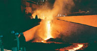  Tapping molten ferrochromium from the No. 4 furnace  at Hernic Ferrochrome